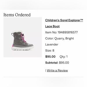 EUC Sorel Children's Sorel Explorer™
Lace Boot Size 8.